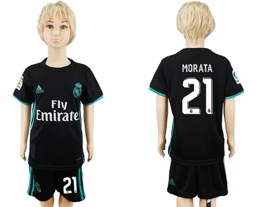Real Madrid #21 Morata Away Kid Soccer Club Jersey